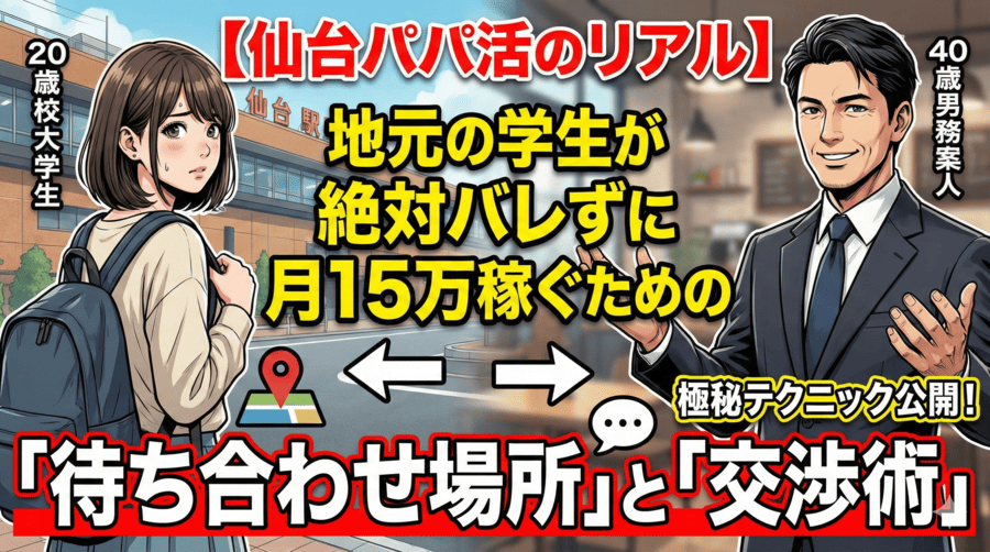 【仙台パパ活のリアル】地元の学生が絶対バレずに月15万稼ぐための「待ち合わせ場所」と「交渉術」